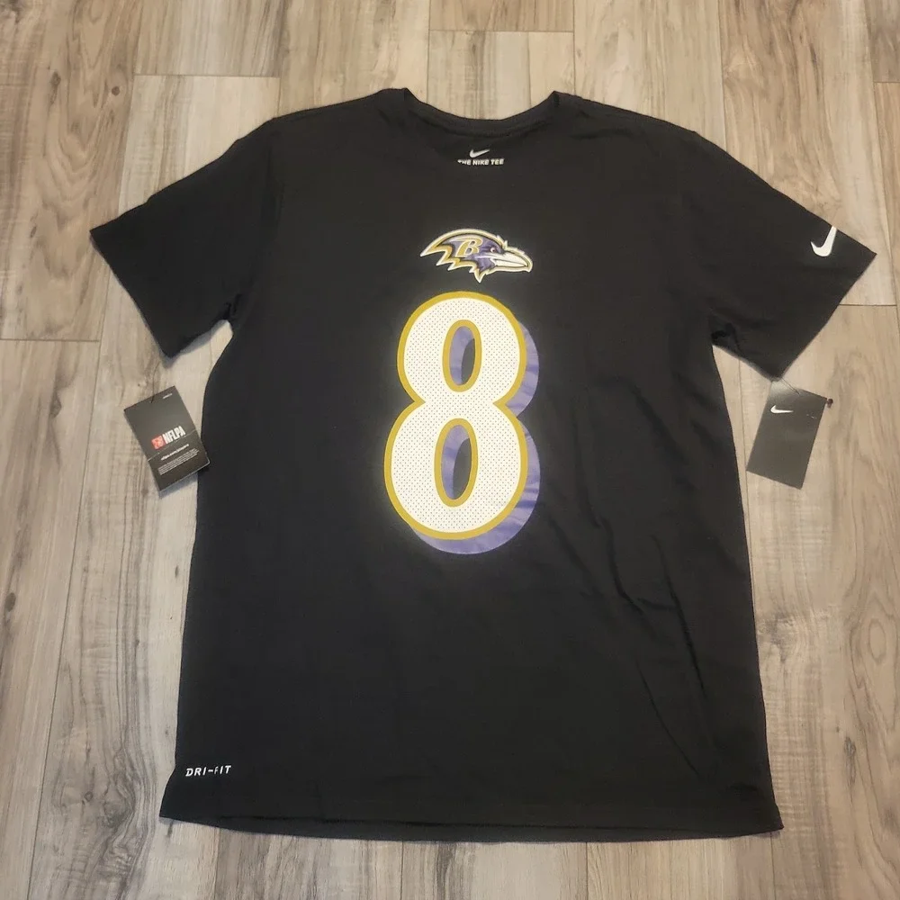 NFL Baltimore Ravens Jackson #8 T-Shirt Men's Large Black Nike Dri-Fit  NEW